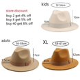 thumbnail image 3 of Sombrero Fedora de ala ancha para hombre y mujer, gorro clásico de color Beige con banda de cinta, ideal para bodas, iglesias, Invierno, 3 of 4