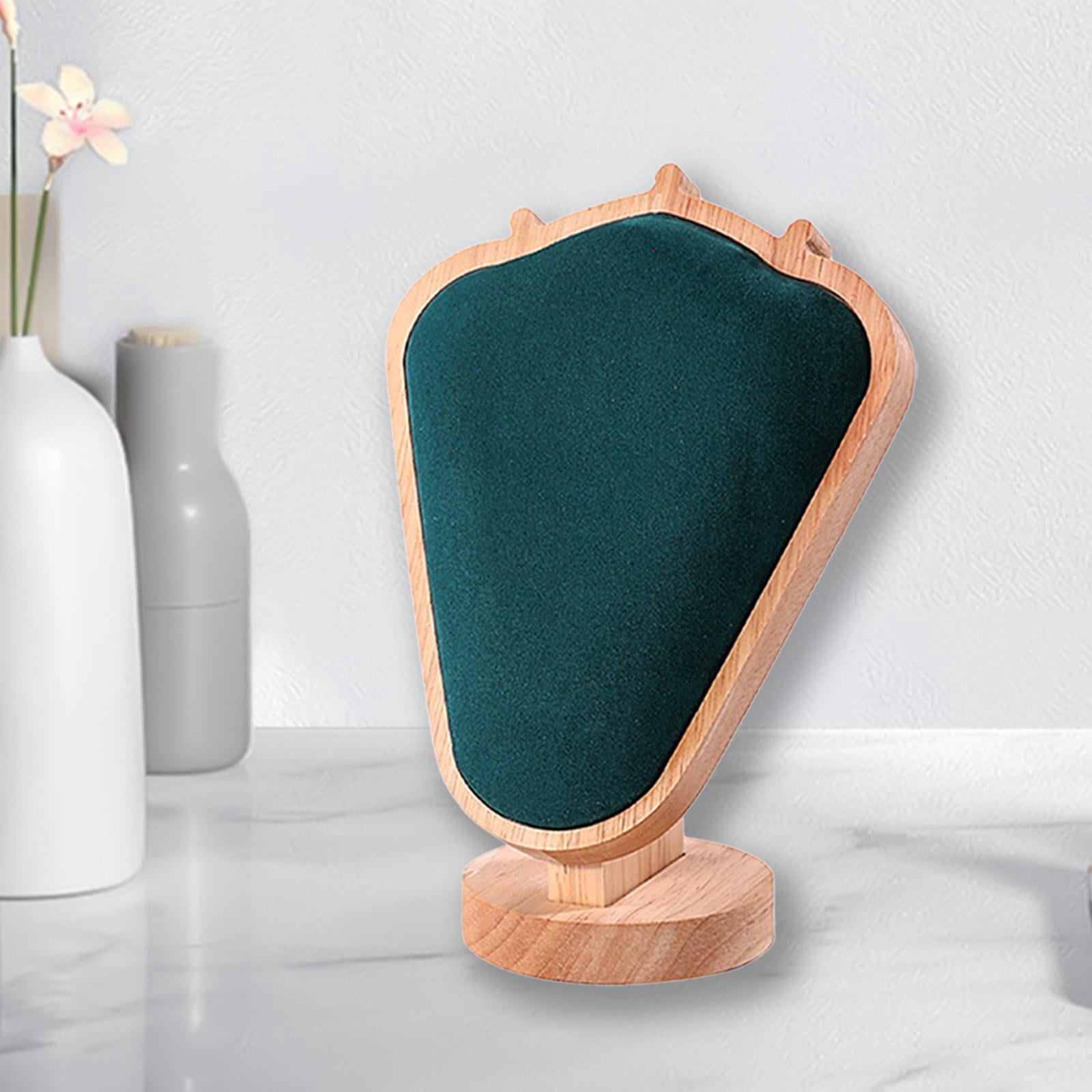 Milageto Necklace Display Stand Chain Rack Mannequin Model for Store Bedroom Showcase Dark Green Suede