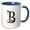 Blue/White, variant on 3drose, Decorative Letter B. Halloween Monogram, Broom, Wizard Hat, Cat Art, 15oz Mug