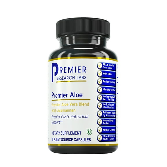 Premier Research Labs Premier Aloe - Herbal Health Supplement for Digestive System & Gastrointestinal Support* - Herbal Dietary Supplement Capsule Made with Dry Aloe Vera - 30 Plant-Source Capsules