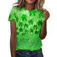 thumbnail image 1 of Prolriy T-Shirt de la Saint-Patrick pour Femmes Printemps Col Rond Manches Courtes Imprimé Saint-Patrick T-Shirts Décontractés Amples pour Femmes, Hauts pour Femmes Vert Menthe TG, 1 of 3