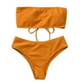 thumbnail image 1 of Mashaouyo 2025 Intimates Women's Strapless Bikini Bikini High Waist Split Bathing Suit, 1 of 3