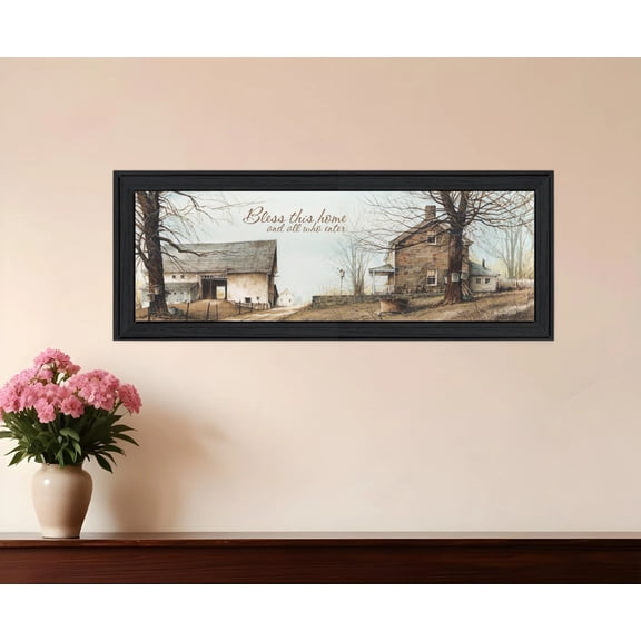 HomeRoots 9 x 21 x 1 in. Bless This Home 1 Black Framed Print Wall Art