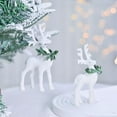 thumbnail image 2 of CuiLiyq Christmas Reindeer Tree Ornament, Flocked Christmas Elk Figurines Pendants with Green Wreath, Standing Deer Hanging Charm Ornaments for XmasTree Party Holiday Decor (White), 2 of 6