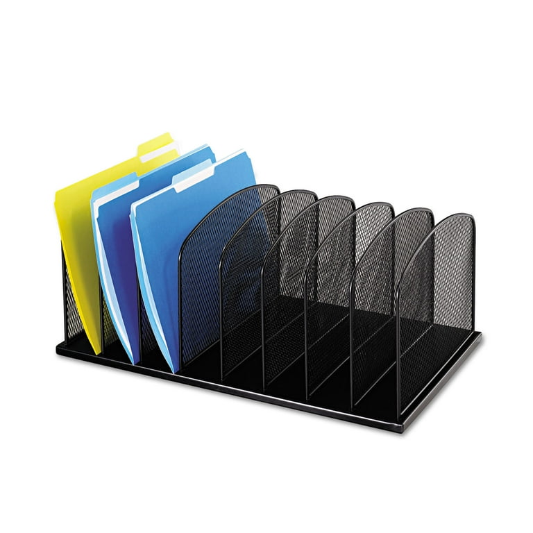 Onyx Mesh Desk Organizer with Upright Sections, 8 Sections, Letter to Legal Size Files, 19.5 Onyx Mesh Desk Organizer with Upright Sections, 8 Sections, Letter to Legal Size Files, 19.5