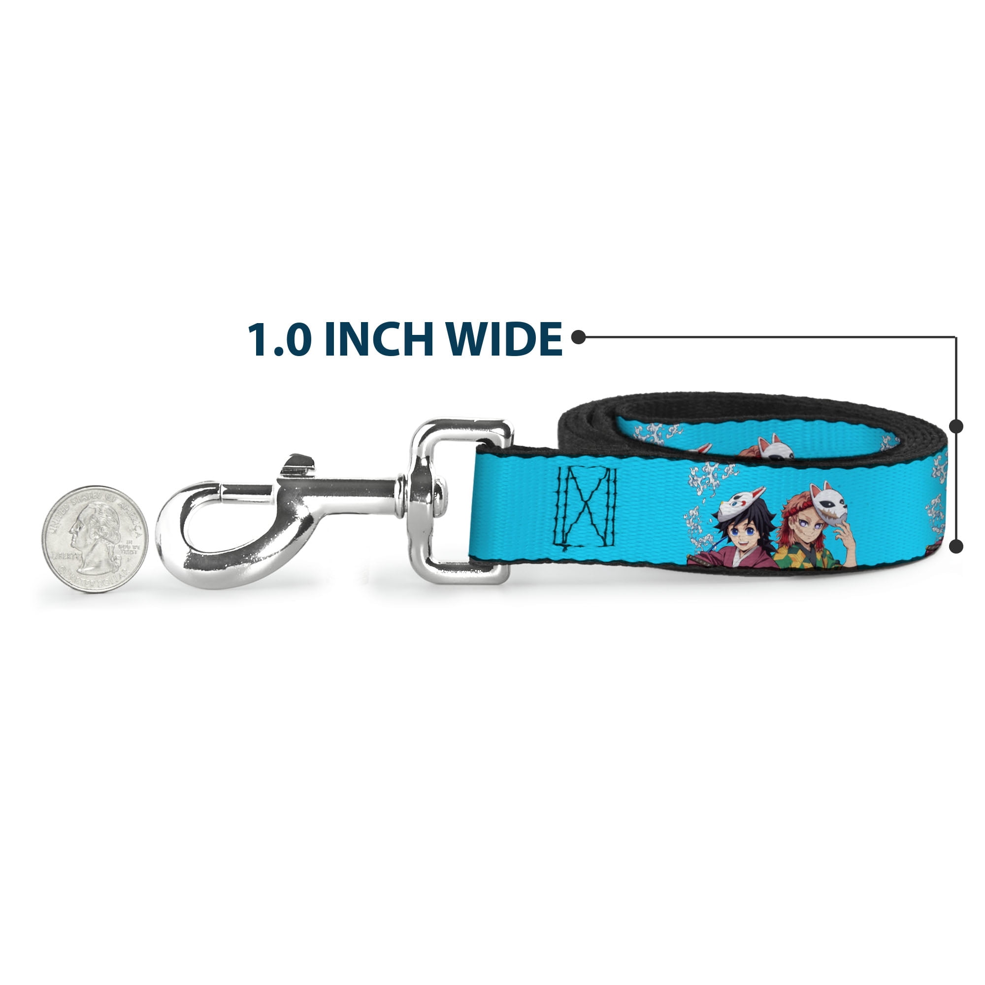 Aniplex of America Pet Leash, Dog Leash, Demon Slayer Giyu and Sabito Warding Mask Pose Blue, 6 Feet Long 1.0 Inch Wide