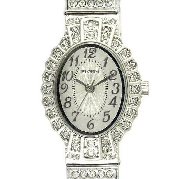 Elgin Adult Female Crystal Accent Silver-Tone Dressy Expansion Watch (EG9058)