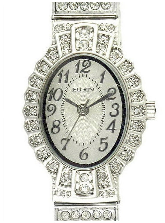 Elgin Adult Female Crystal Accent Silver-Tone Dressy Expansion Watch (EG9058)