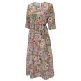 thumbnail image 4 of Ketyyh-chn99 Robes d'Été Grande Taille Robe Évasée Florale Robe T-shirt Décontractée Manches Longues Robe de Plage Boho Marron,m, 4 of 5