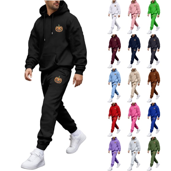Stamzod Fall Winter Tracksuit Men 2 Piece Hoodie Jogging Suits Casual Athletic Sweatsuits for Men Halloween Costumes M
