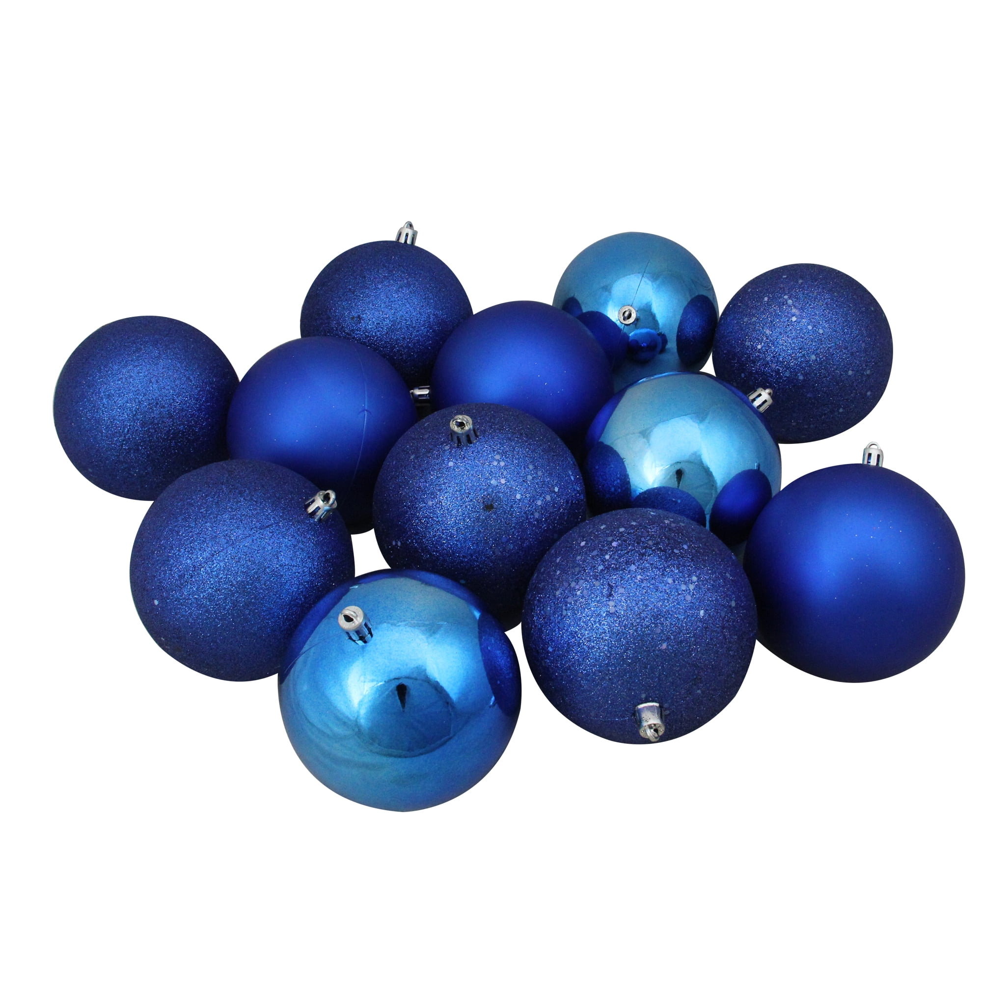 12ct Lavish Blue Shatterproof 4Finish Christmas Ball Ornaments 4" (100mm)