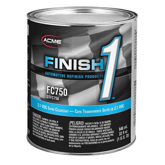 Finish 1 Automotive Refinish Products FC750-4 High Solid 2.1 VOC Clearcoat, 1 qt Can, Satin, 4:1 Mixing