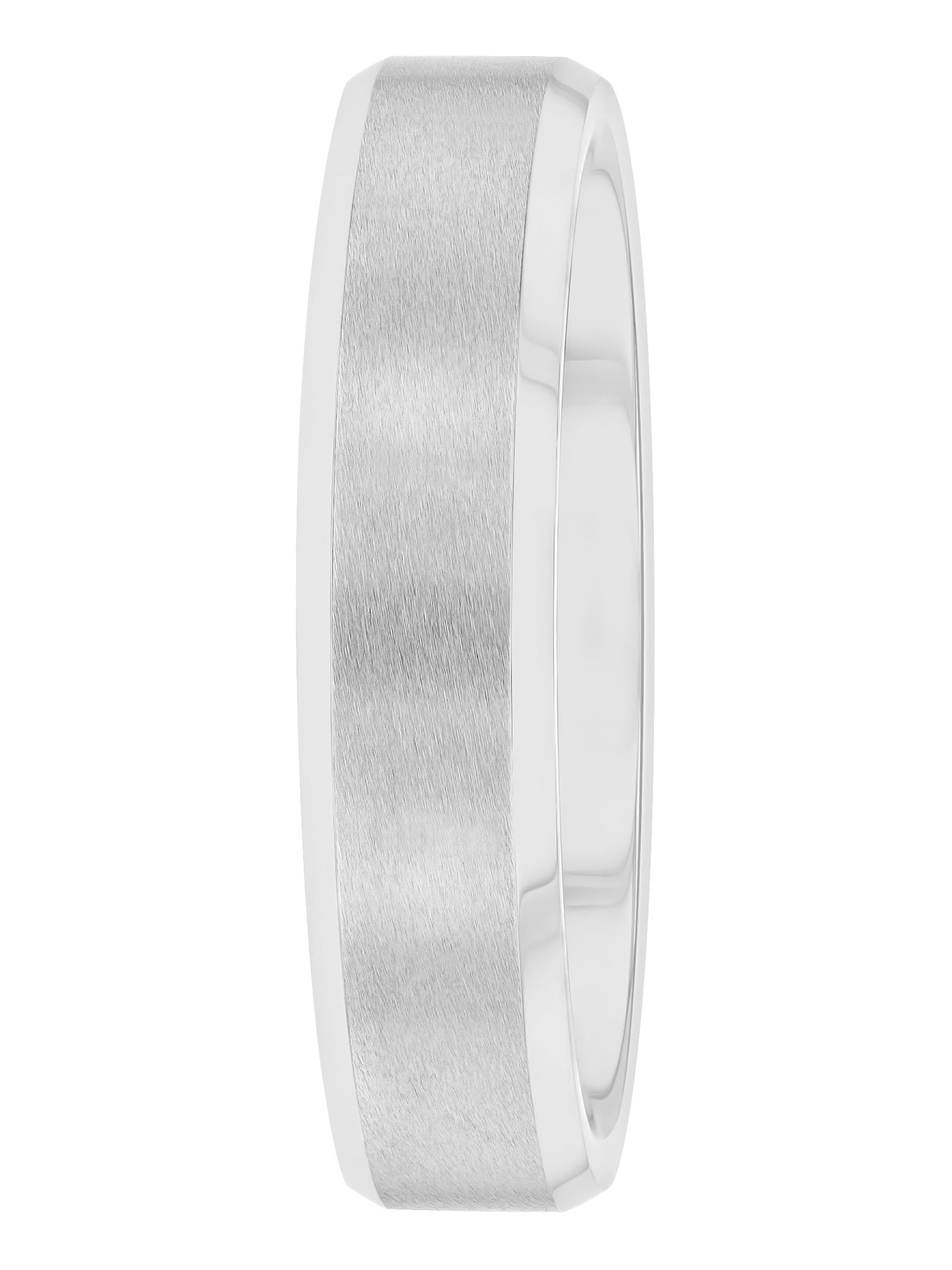 Mens Silver-Tone Tungsten 5MM Plain Beveled Comfort Fit Wedding Band - Mens Ring