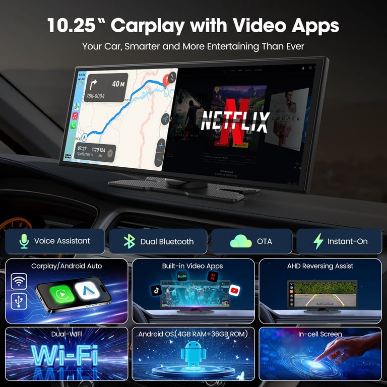 Lamtto, CarStereo, Wireless CarPlay Android Auto 10.25