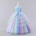 thumbnail image 4 of MEZZALL Girls Casual Fashion Princess Wedding Prom Dress Rainbow Sundress, Blue, 11 Y-12 Y, 4 of 4