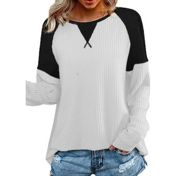 Babysbule Womens Long Sleeve Tops Fashion Women Summer T-Shirt Long Sleeve Casual Patchwork Top Blouse
