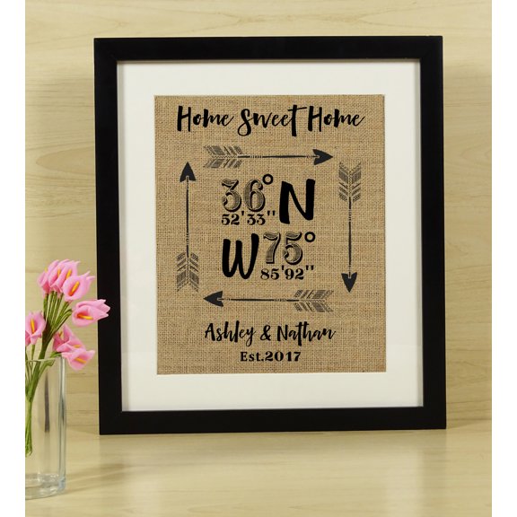 Darling Souvenir Personalized Burlap Print Coordinates New House Housewarming First Home Gift-Burlap Print Only(8 x 10 Inches)