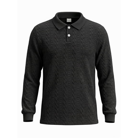 PureChapter Boys Polo Shirt Knit Textured Long Sleeve Collared Shirt for Kids 7-15Y