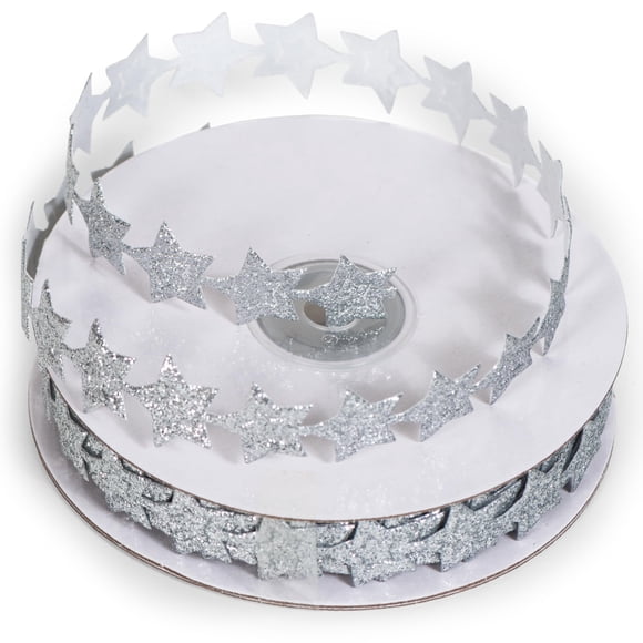 Cinta Estrella Plateada Brillante de Granatán 2 cm x 18.2 m Poliéster