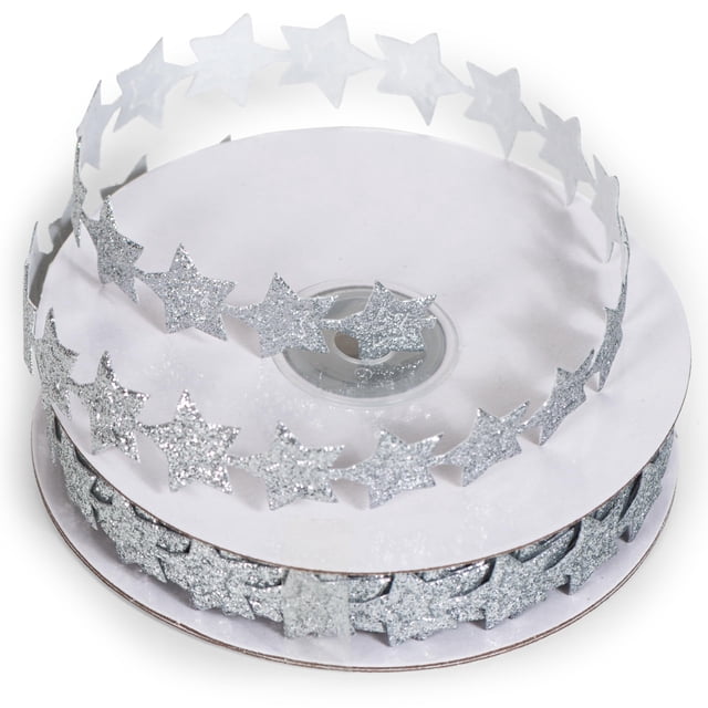Cinta Estrella Plateada Brillante de Granatán 2 cm x 18.2 m Poliéster