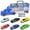 Blue, variant on Godderr 6 Pcs Kids Container Car With Slide Track Mini Car Extendable Simulation Sliding Car Alloy Model Toy 1 Set