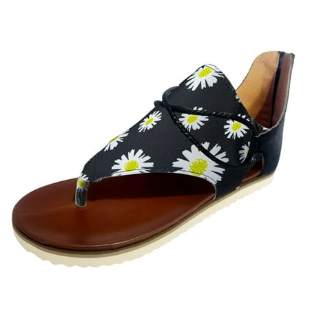 

zuwimk Wedge Sandals For Women Women s Yoga Foam Flip Flops with Arch Support Thong Sandals Non-Slip Black