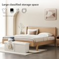 thumbnail image 4 of Storage Bench Folding Ottoman Foot Rest Stool, 34 inch Beige Linen Footstool Bench, Short Ottoman, Foot Rest Store as Books, and Blanket Storage or Others., 4 of 6