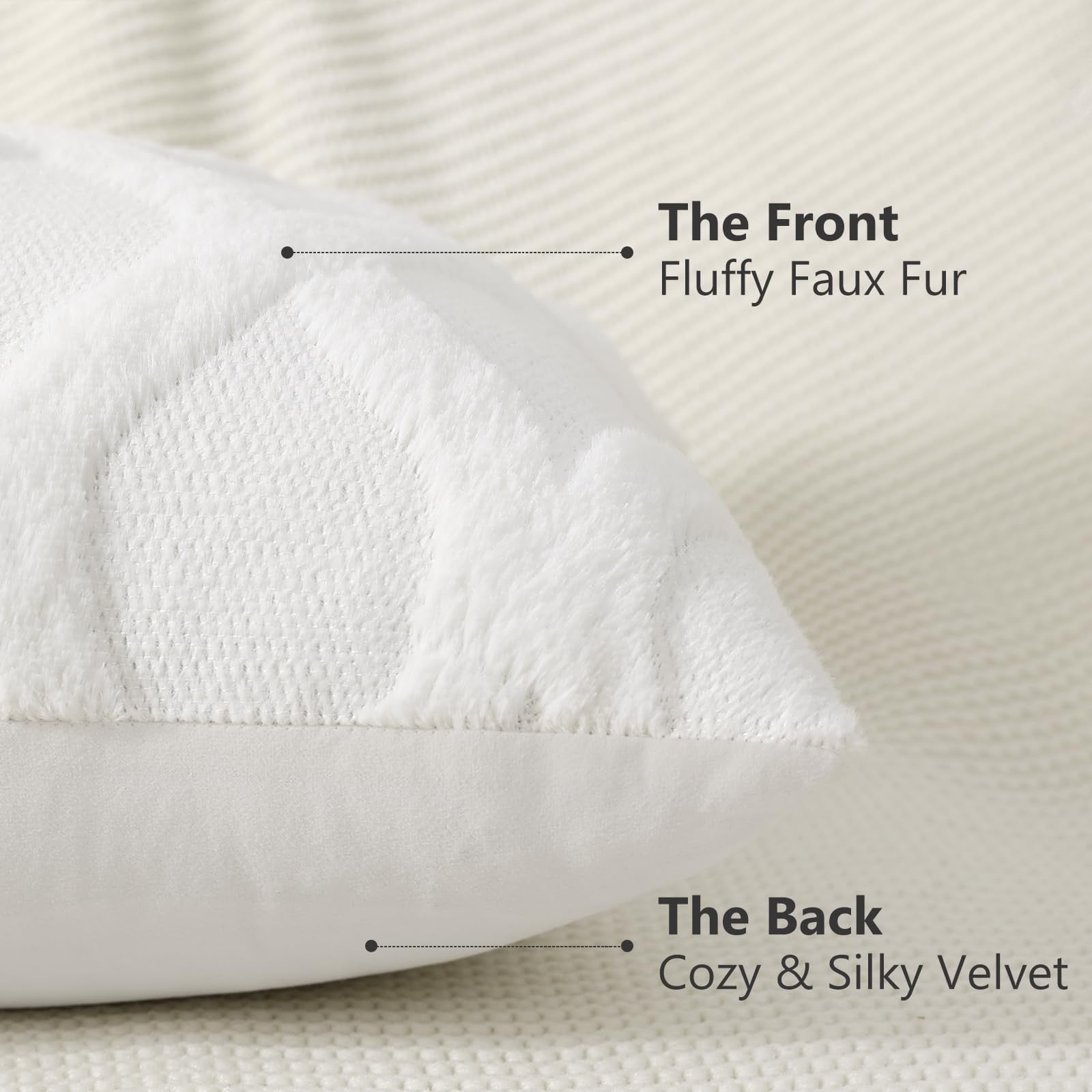 decorUhome Decorative Throw Pillow Covers 12x20 Set of 2, Soft Plush Faux Fur Wool Pillow Covers for Couch, Cream White