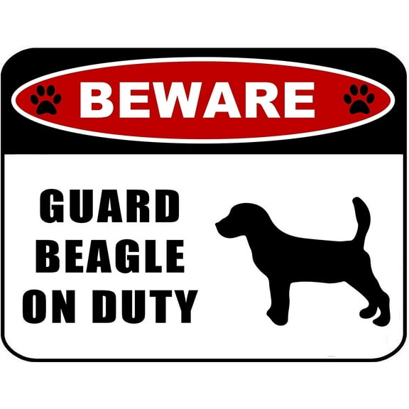 PCSCP Beware Guard Beagle (Silhouette) on Duty 11.5 inch x 9 inch Laminated Dog Sign