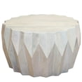 thumbnail image 2 of HomeRoots 579997 32 in. Off White Solid Wood Round Block Coffee Table, 2 of 5