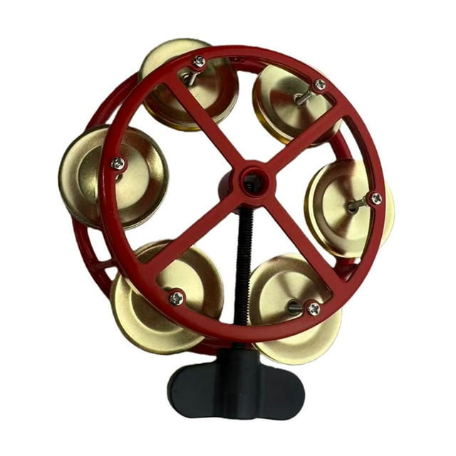 HILABEE Chapeau Tambourin Compact avec Jingles Métalliques pour Concert Enfants Adultes Fêtes Rouge Or