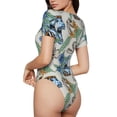 thumbnail image 3 of Naloa Dinosaurs And Leaves Women's Short-Sleeved Onesie, One-Piece Swimsuit for Parties, dates, clubs - Large, 3 of 9