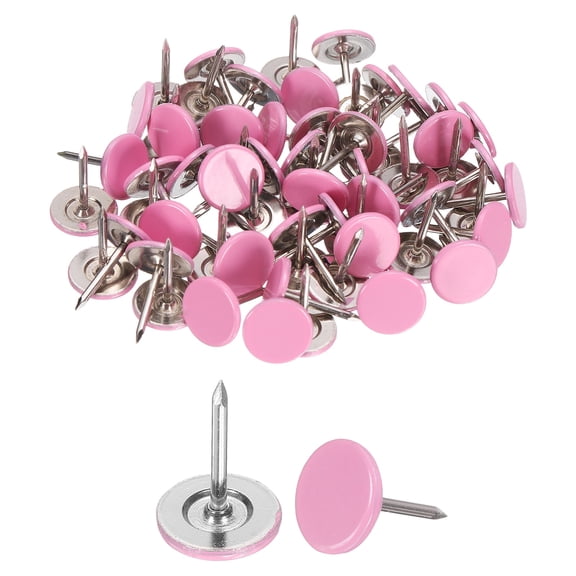 100Pack Upholstery Tacks, 11mmx15mm Flat Head Thumb Tack, Pink
