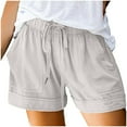 thumbnail image 1 of Pantalones cortos de talla grande para mujer - Pantalones cortos con cordón para playa de verano 2025 con bolsillos, cintura alta, corte holgado, algodón/poliéster, oficina/fiesta/vacaciones, 1 of 8