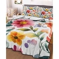 thumbnail image 3 of Quilts Full Size, Retro Flower Soft Comforter Bedding Set for Bed, Boho Country Floral Leaf Plant Watercolor Lightweight Quilted Bedspread with Pillow Cover(2 Pieces) for All Season, 78x90 Inch, 3 of 6