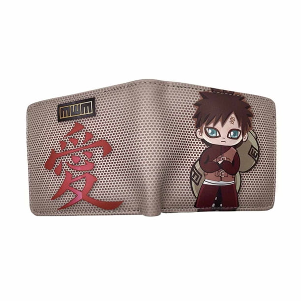 Cartera Gaaras con personajes de anime, delgada y plegable, de piel sintética