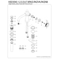 thumbnail image 5 of Kingston Brass KSD3547RKZ Wendell One-Handle Single-Hole Bathroom Faucet with Knurled Handle and Push Pop-Up Drain, Brushed Brass, 5 of 6