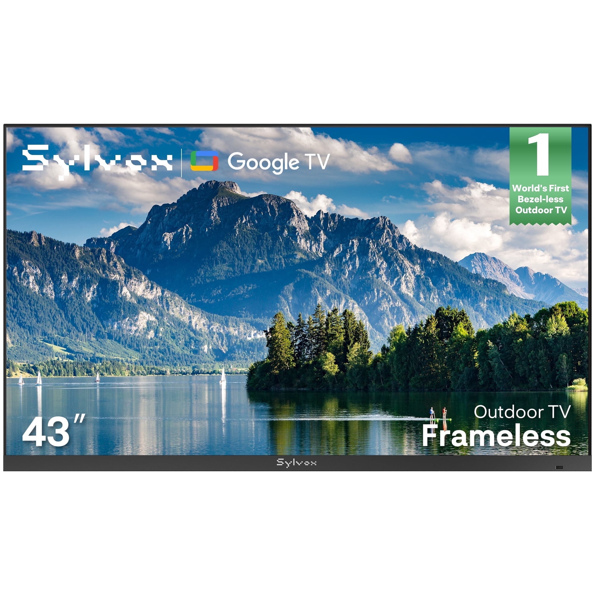 Sylvox 43" Outdoor TV,4K Smart Google TV, 1000 Nits Brightness, IP56 Waterproof, Dolby Atmos, Partial Sun, All-Weather Metal Design,Frameless Series