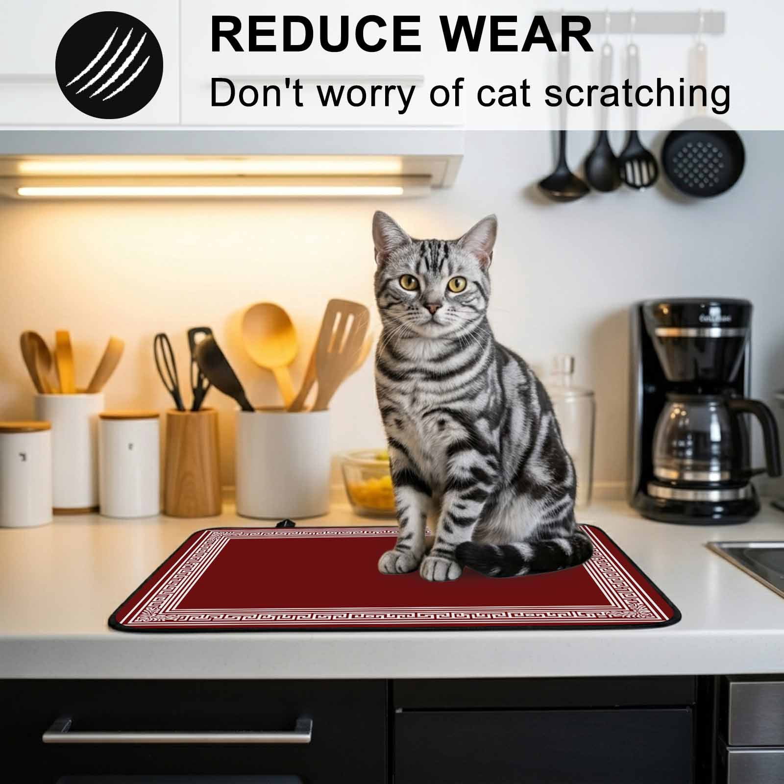 Red Geometric Stove Top Cover for Electric Stove, Heat-proof & Non Slip Glass Top Stove Cover Protector, Country Farm Traditional Chinese Tile Kitchen Flat Cooktop Rubber Mat 28.5x20.5 Inches