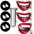 thumbnail image 1 of Colmillos de dientes de vampiro - 6 pares de colmillos de 3 tamaños para cosplay, accesorios de cosplay para fiestas de dientes de vampiro de Halloween Accesorios de vampiro Dientes falsos afilados co, 1 of 4