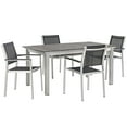 thumbnail image 2 of Modway Shore 5-Piece Extendable Aluminum Patio Dining Set in Silver and Black, 2 of 9