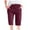 Wine, variant on Busydd Womens Pants Fashion Solid Color Cotton Linen Pants Elastic Wasit Drawstring Trousers Loose Fit Knee Length Capri Pants Summer Casual Wide Leg Pants Comfy Baggy Cropped Pants with Pockets