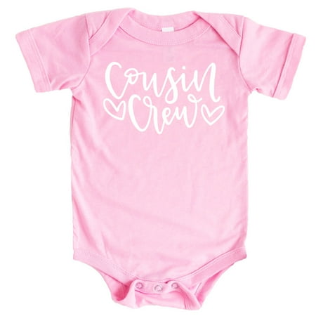 

Cousin Crew Heart T-Shirts and Bodysuits for Baby and Toddler Girls Fun Family Outfits Pink Bodysuit