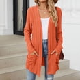 thumbnail image 2 of idosla Cardigan Sweaters for Women Lightweight Open Front Thin Long Cardigans Fall Long Sleeve Knit Sweater with Pockets (Orange, XXL), 2 of 7