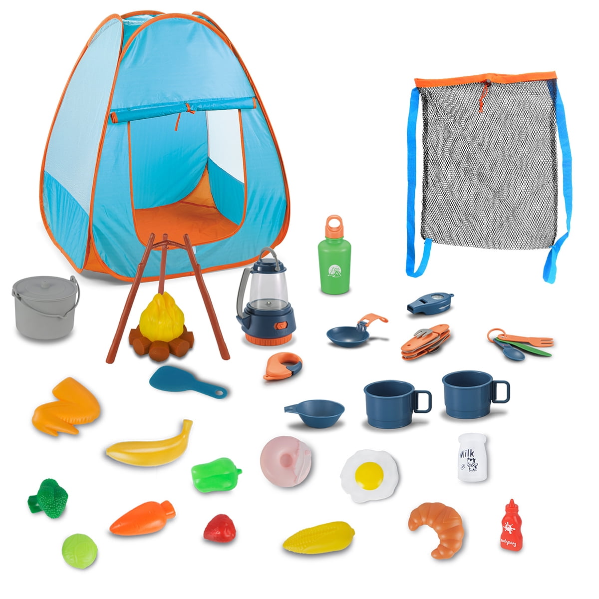 Umu® Kit De Camping Enfant 45 Pièces En Bois – Feu De Camp, Lampe, Hache, Couteau – Jeu De Rôle Aventure – Dès 3 Ans