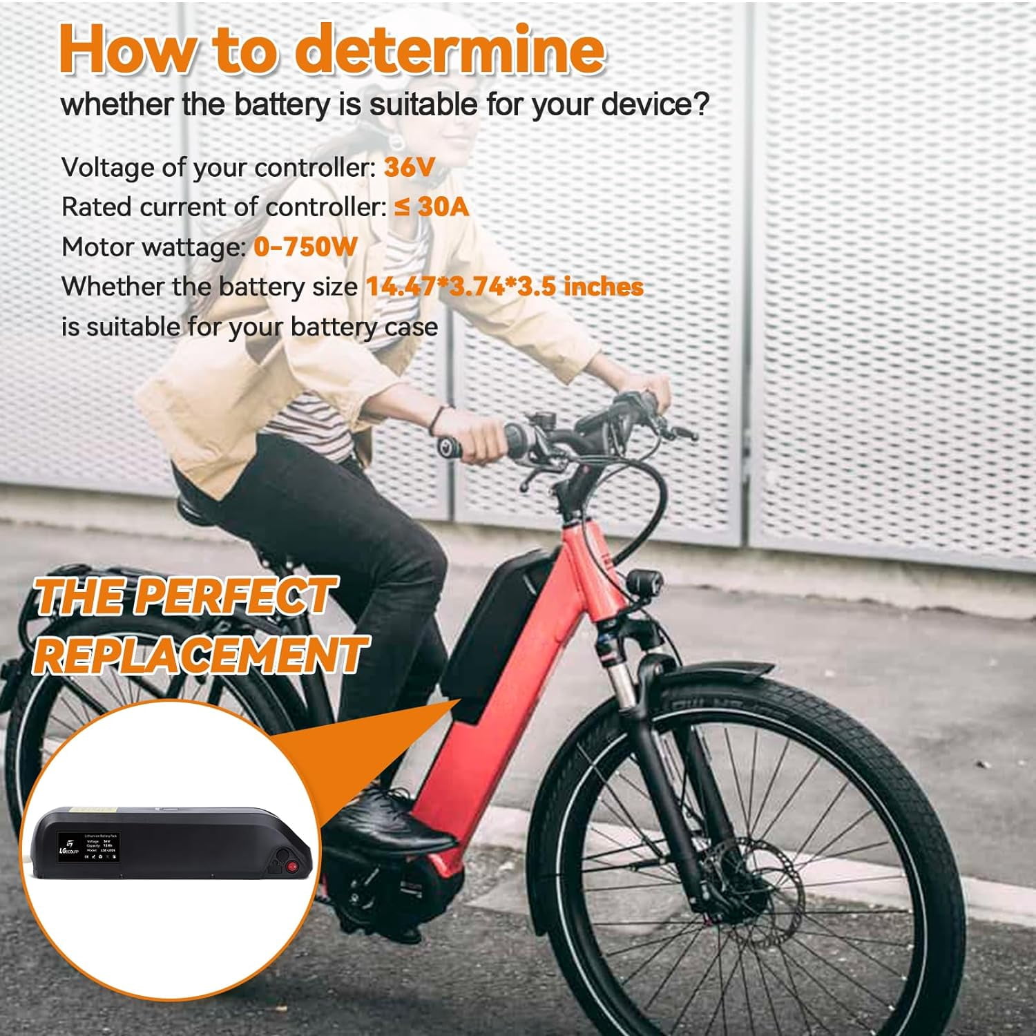 LGECOLFP 36V Ebike Battery 13AH Li-ion Lithium Batteries for Electric Bike Scooter Motor 30A BMS
