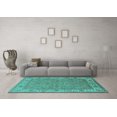 thumbnail image 3 of Ahgly Company Machine Washable Indoor Square Oriental Turquoise Blue Traditional Area Rugs, 3' Square, 3 of 4