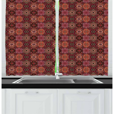 Moroccan Curtains 2 Panels Set Vintage Tile Design With Oval