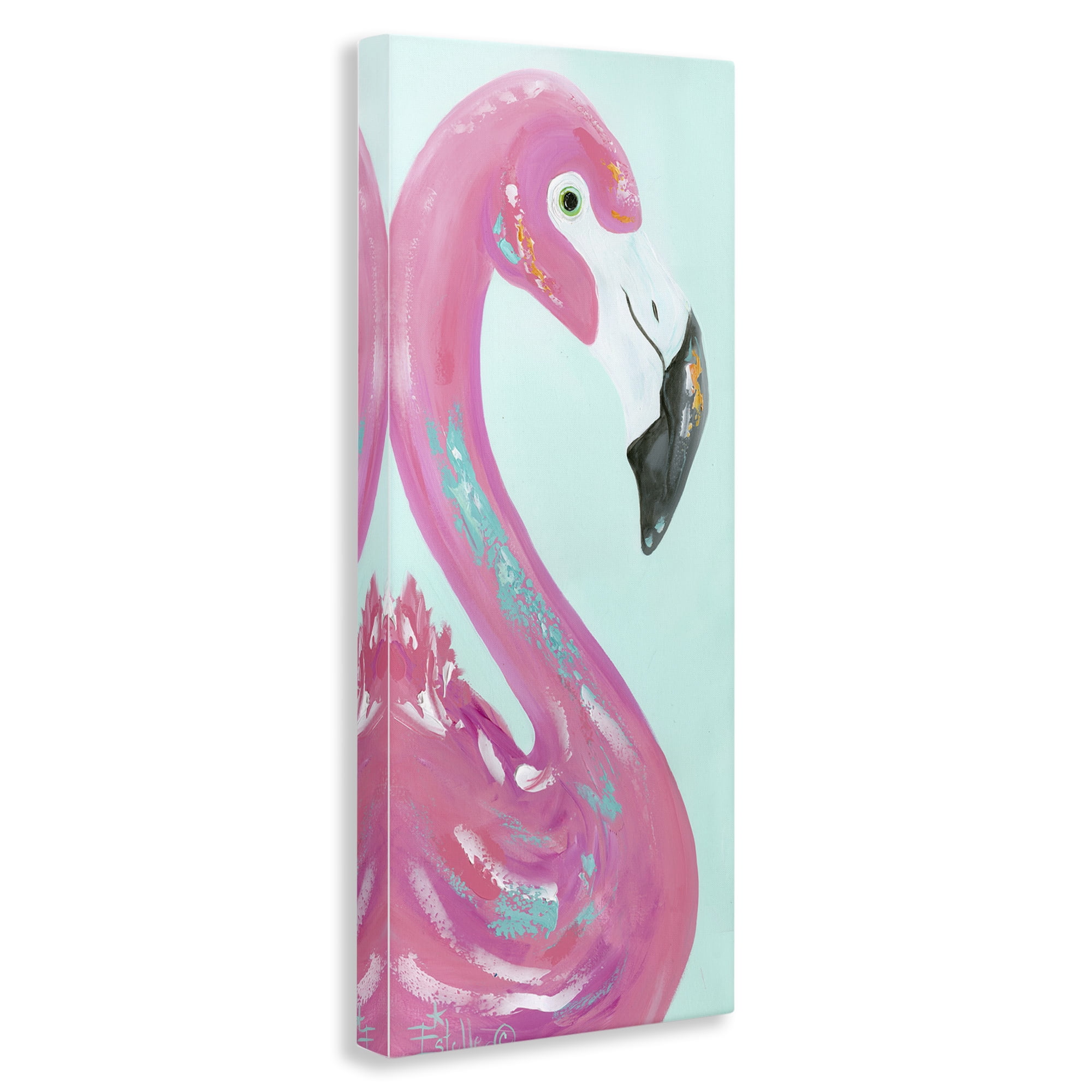 Stupell Industries Odd Flamingo Portrait Animals & Insects Painting Gallery Wrapped Canvas Art Print Wall Art, 10 x 24