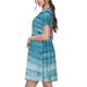 thumbnail image 2 of Fotbe Teal Turquoise Fluid Stripes Vestido Largo de Moda para Mujer, Vestido Tipo Camiseta con Manga Corta y Estilo Casual a Rayas y Bloques de Color, 2 of 6
